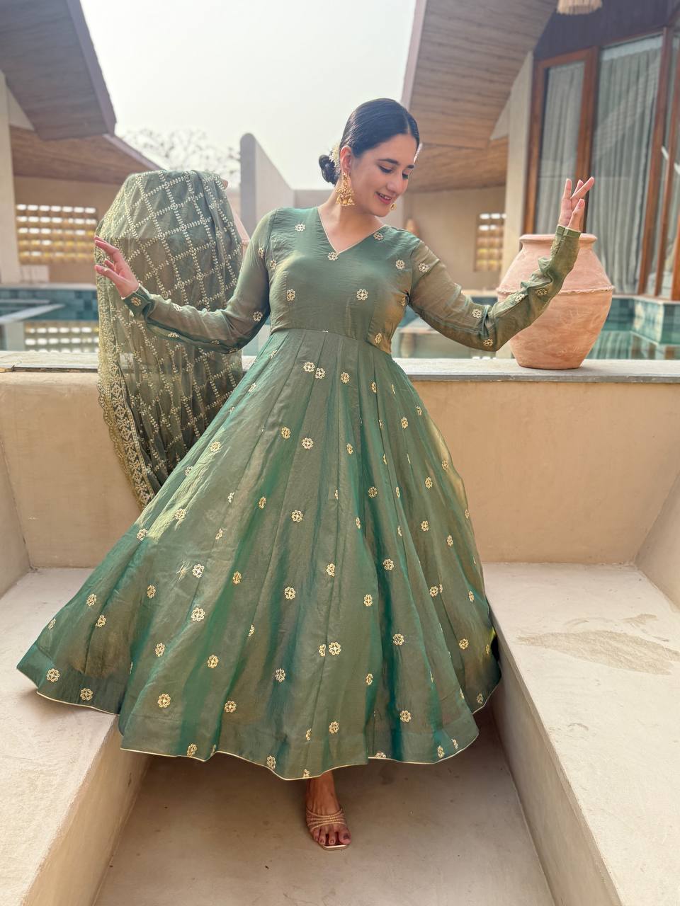 Glorious Green Color Sequence Embroidered Anarkali Suit With Dupatta