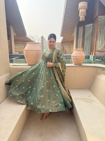 Glorious Green Color Sequence Embroidered Anarkali Suit With Dupatta
