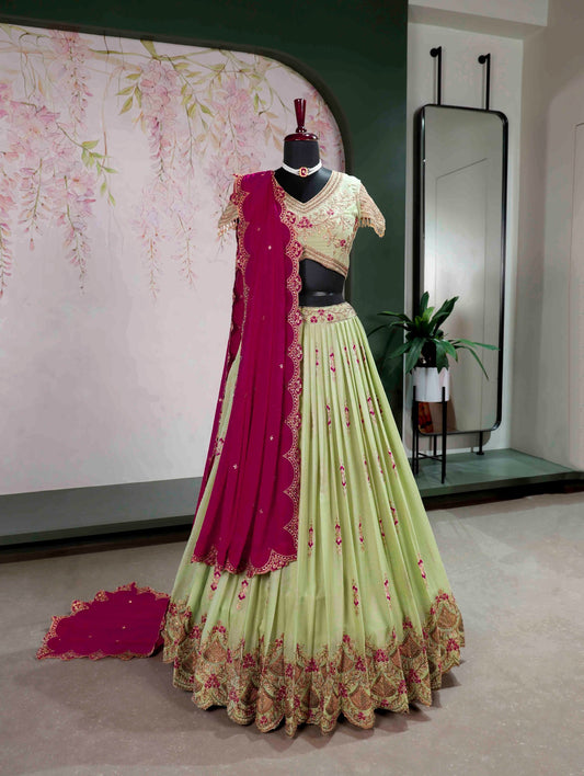 Charming Green Color Sequence Embroidered Lehenga Choli