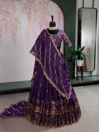 Gorgeous Purple Color Sequnce Embroidered Lehenga Choli