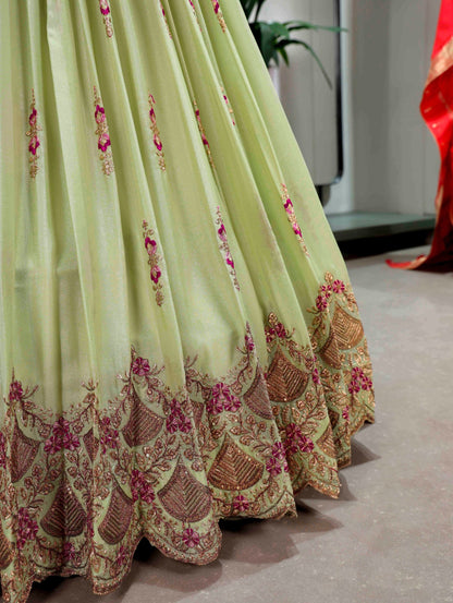 Charming Green Color Sequence Embroidered Lehenga Choli