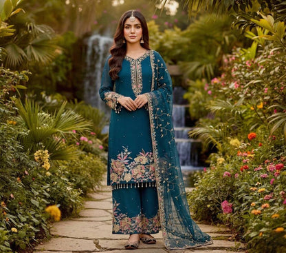 Luxury Faux Georgette Pearl Handwork Palazzo Set
