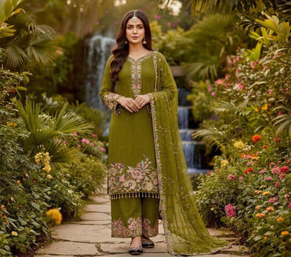 Luxury Faux Georgette Pearl Handwork Palazzo Set