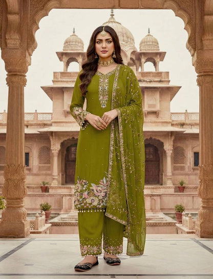 Luxury Faux Georgette Pearl Handwork Palazzo Set
