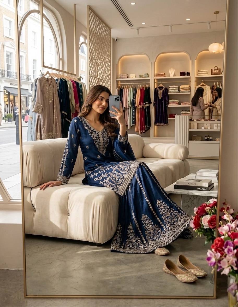 Traditional Wear Blue Color Sequence Embroidered Sharara Suit With Dupatta