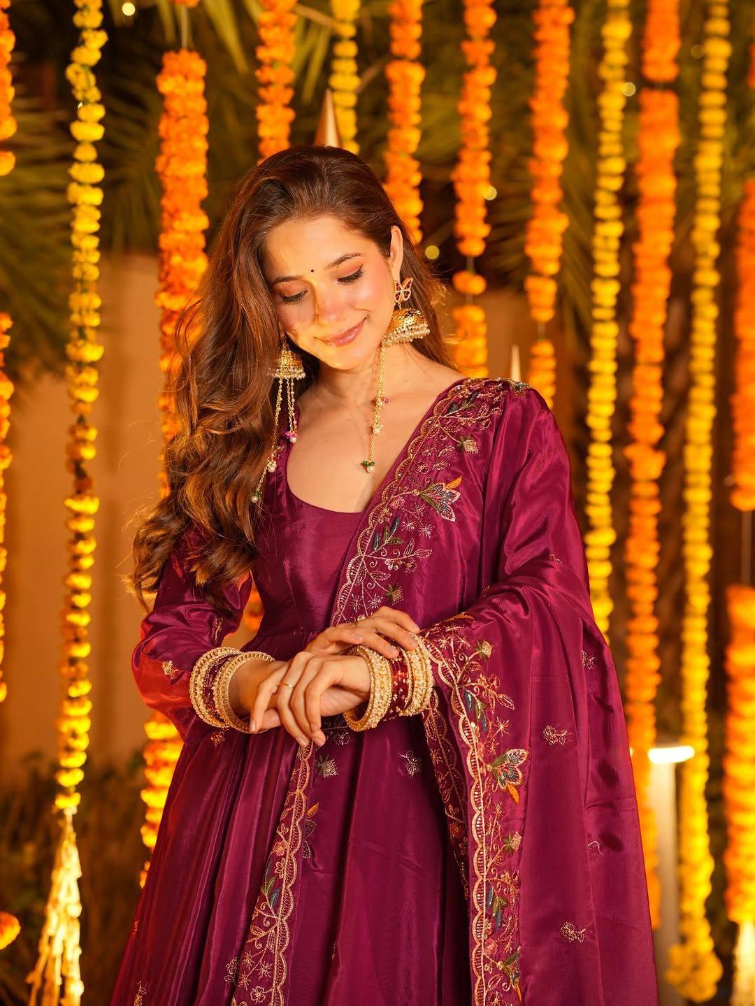 Wedding Wear Pink Color Crepe Silk Embroidered Designer Anarkali Suit