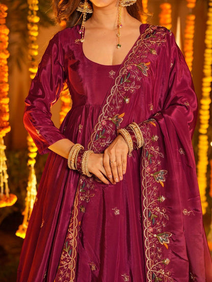 Wedding Wear Pink Color Crepe Silk Embroidered Designer Anarkali Suit