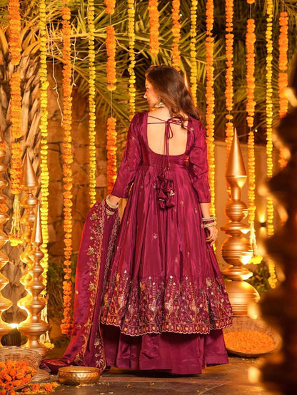 Wedding Wear Pink Color Crepe Silk Embroidered Designer Anarkali Suit