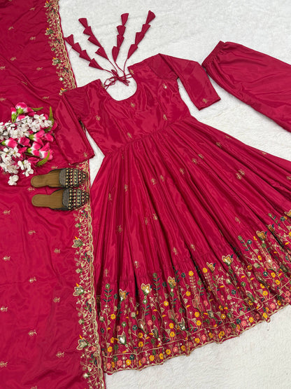 Wedding Wear Pink Color Crepe Silk Embroidered Designer Anarkali Suit
