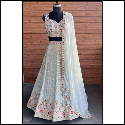 Beautiful White Color Sequence Thread Work Lehenga Choli