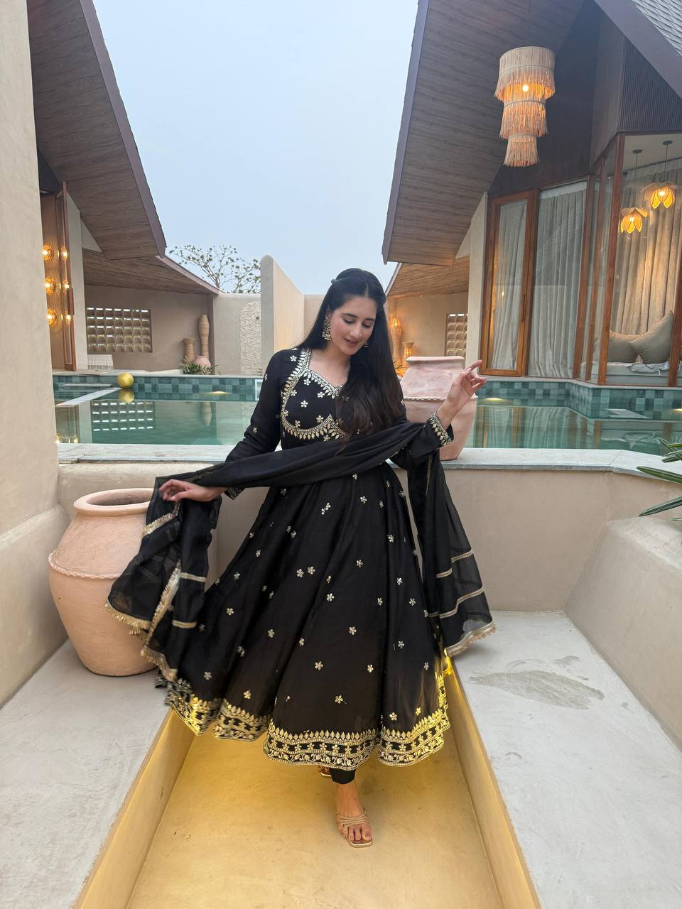 Trendy Black Color Sequence Embroidered Anarkali Suit With Dupatta