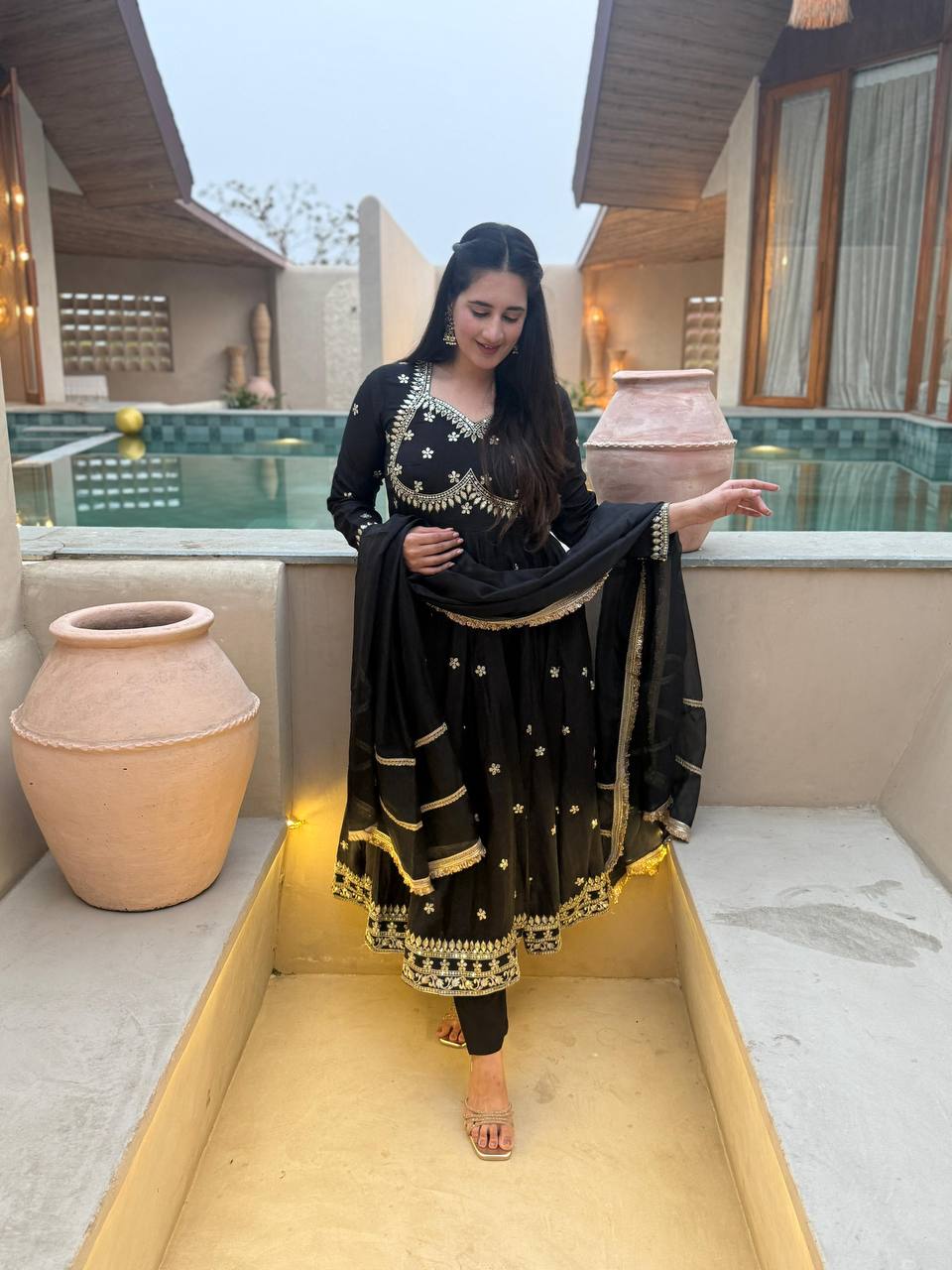 Trendy Black Color Sequence Embroidered Anarkali Suit With Dupatta