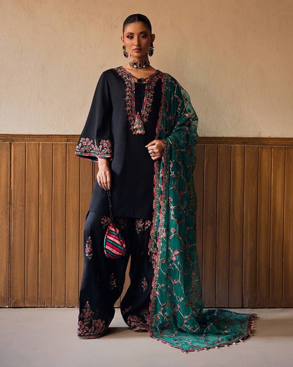 Party Wear Black Color  Sequence Embroidered Plazzo Suit With Dupatta