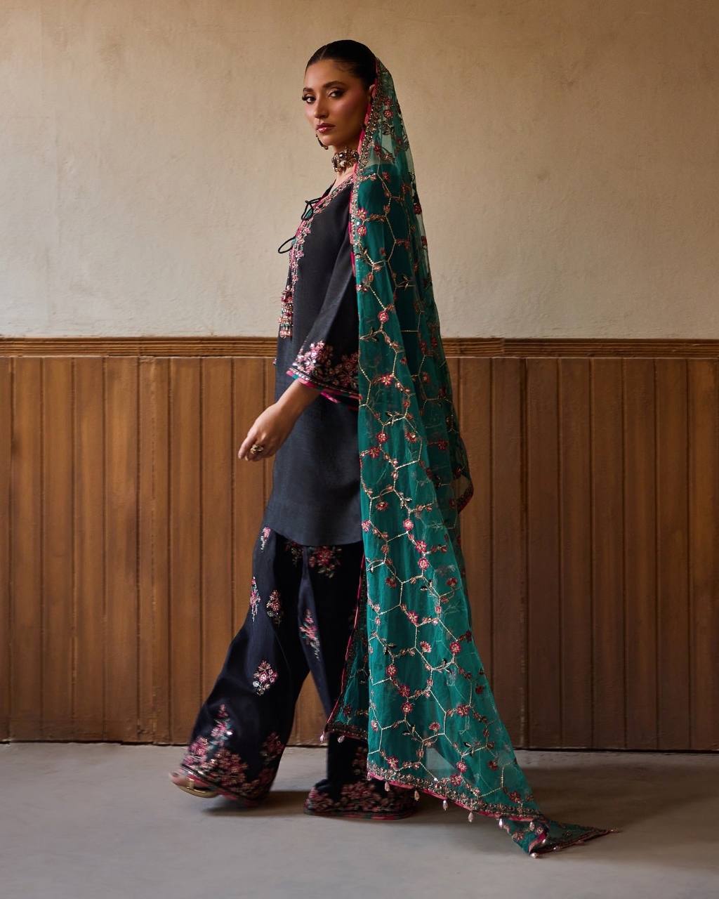 Party Wear Black Color  Sequence Embroidered Plazzo Suit With Dupatta