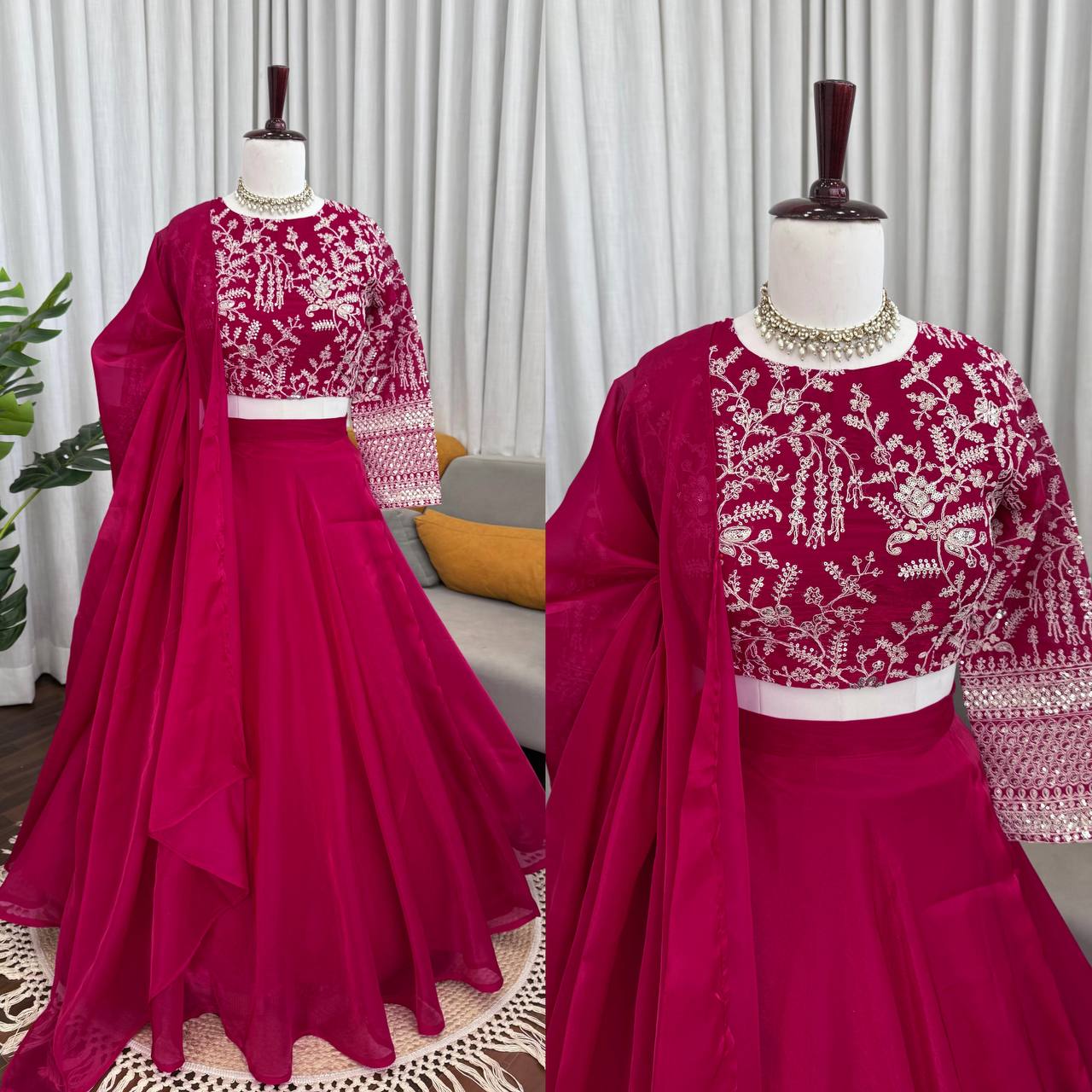 Wonderful Pink Color Sequence Lehenga Choli Set