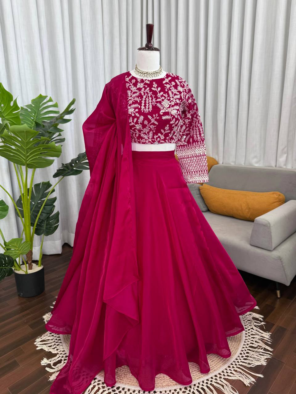 Wonderful Pink Color Sequence Lehenga Choli Set