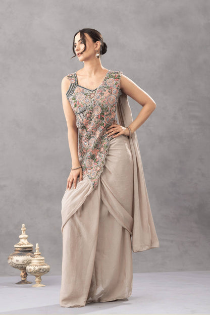 Preferable Off White Color Embroidered Saree With Blouse