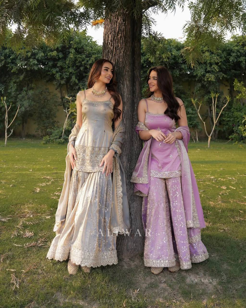 Sangeet Wear Embroidered Ready To Wear Sharara Suit Set