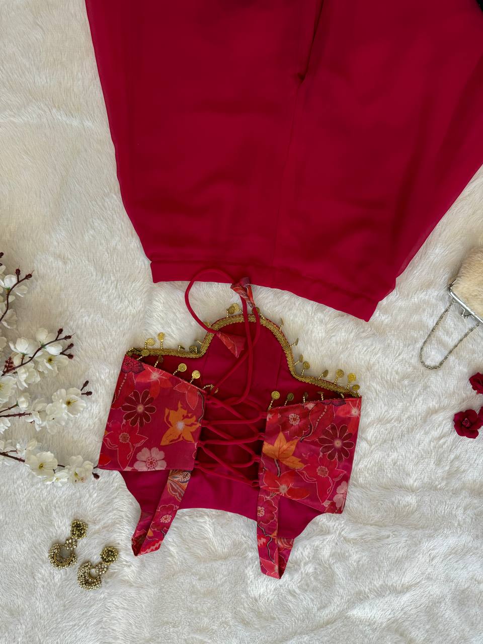 Wedding Wear Pink Color Organza Sequin Crop Top With Plazo Set