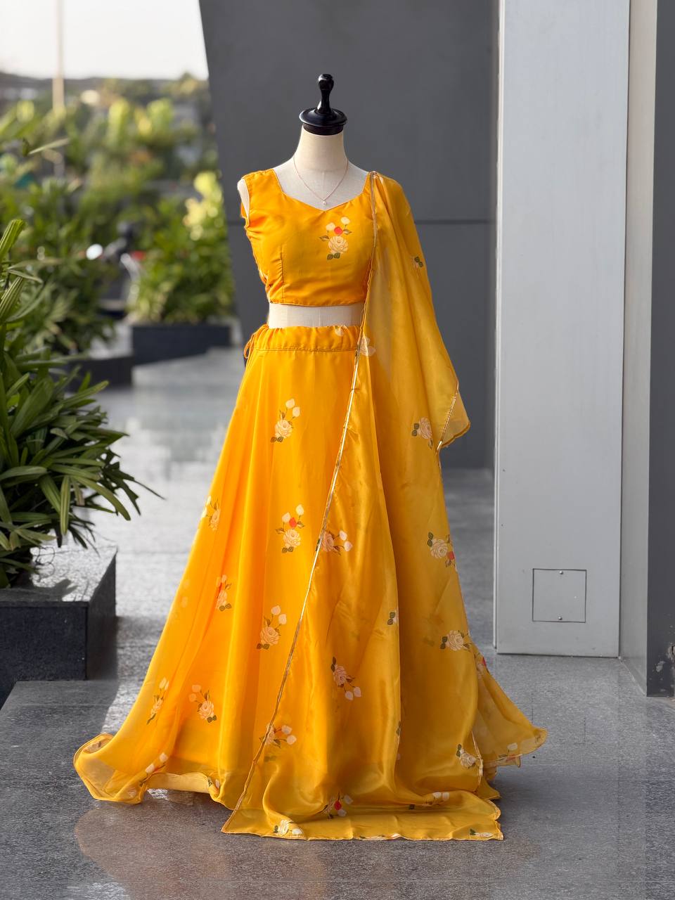 Wonderful Yellow Color Jimmy Organza Lehenga Choli