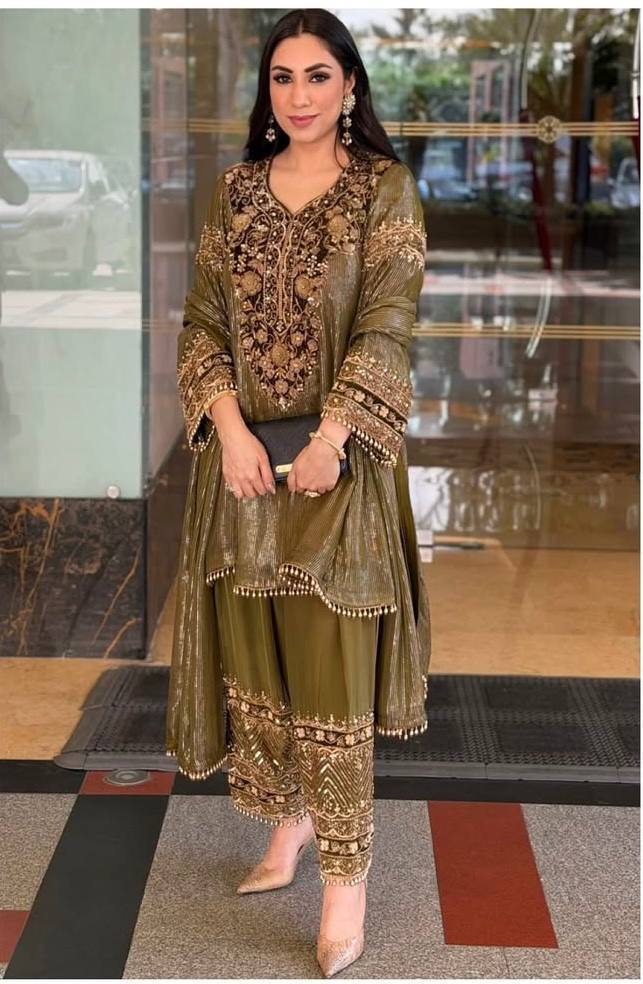 Charming Green Color Sequence Embroidered Palazzo With Dupatta Suit