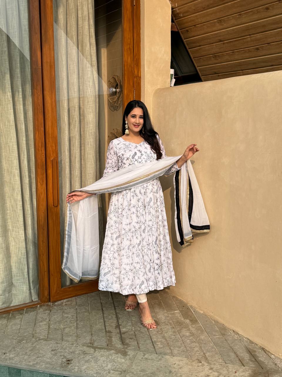 Precious White Color Sequence Embroidery Anarkali Suit With Dupatta