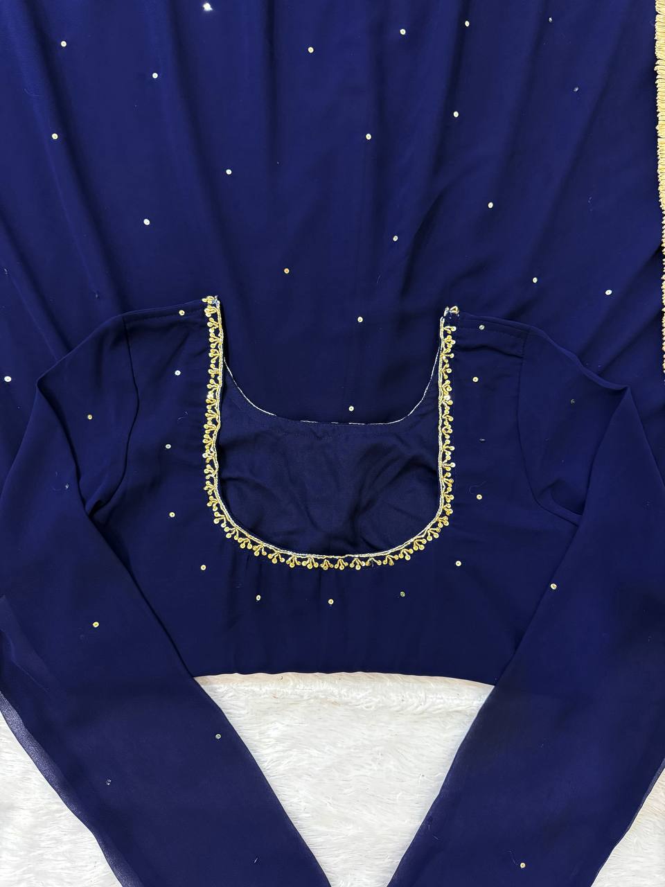 Elegant Blue Color Georgette Handwork Designer Anarkali Gowm