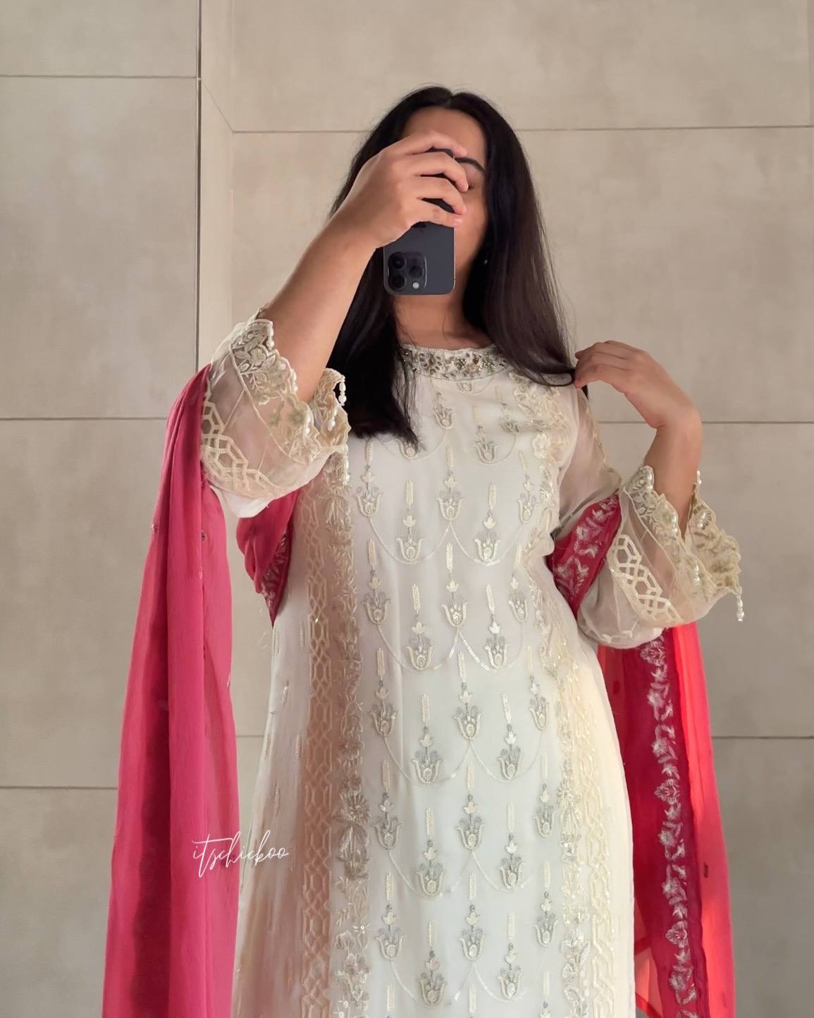 Party Wear Off White Color  Heavy Faux Georgette With Embroidery And Sequin Work Salwar Suit