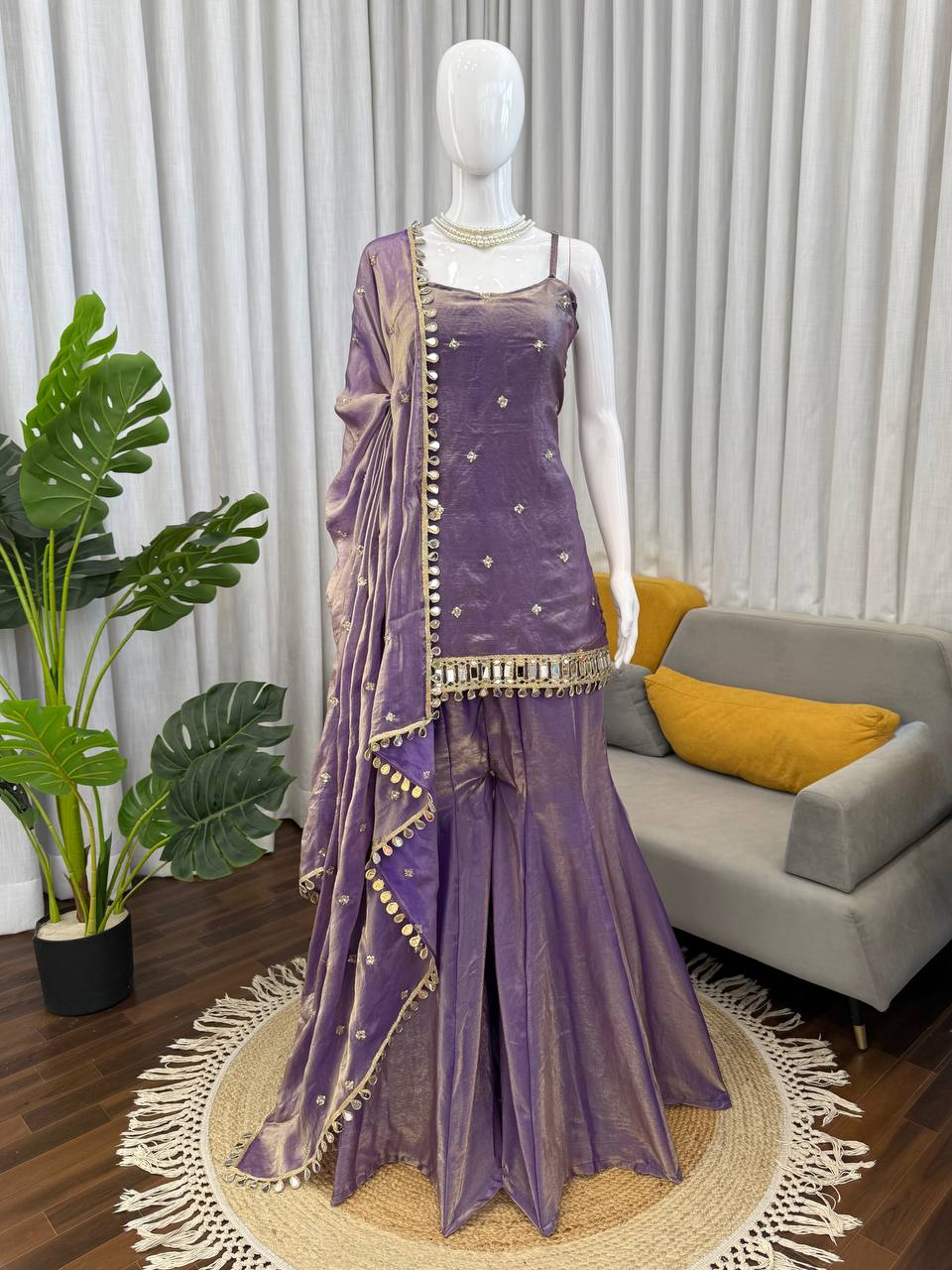 Neha's Wear Sky Blue Color Sequence Embroidered Sharara Suit