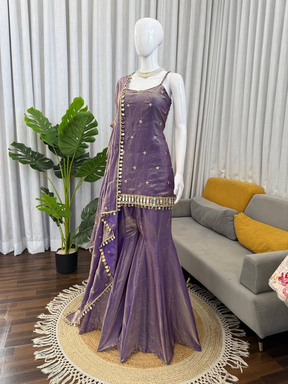 Neha's Wear Sky Blue Color Sequence Embroidered Sharara Suit