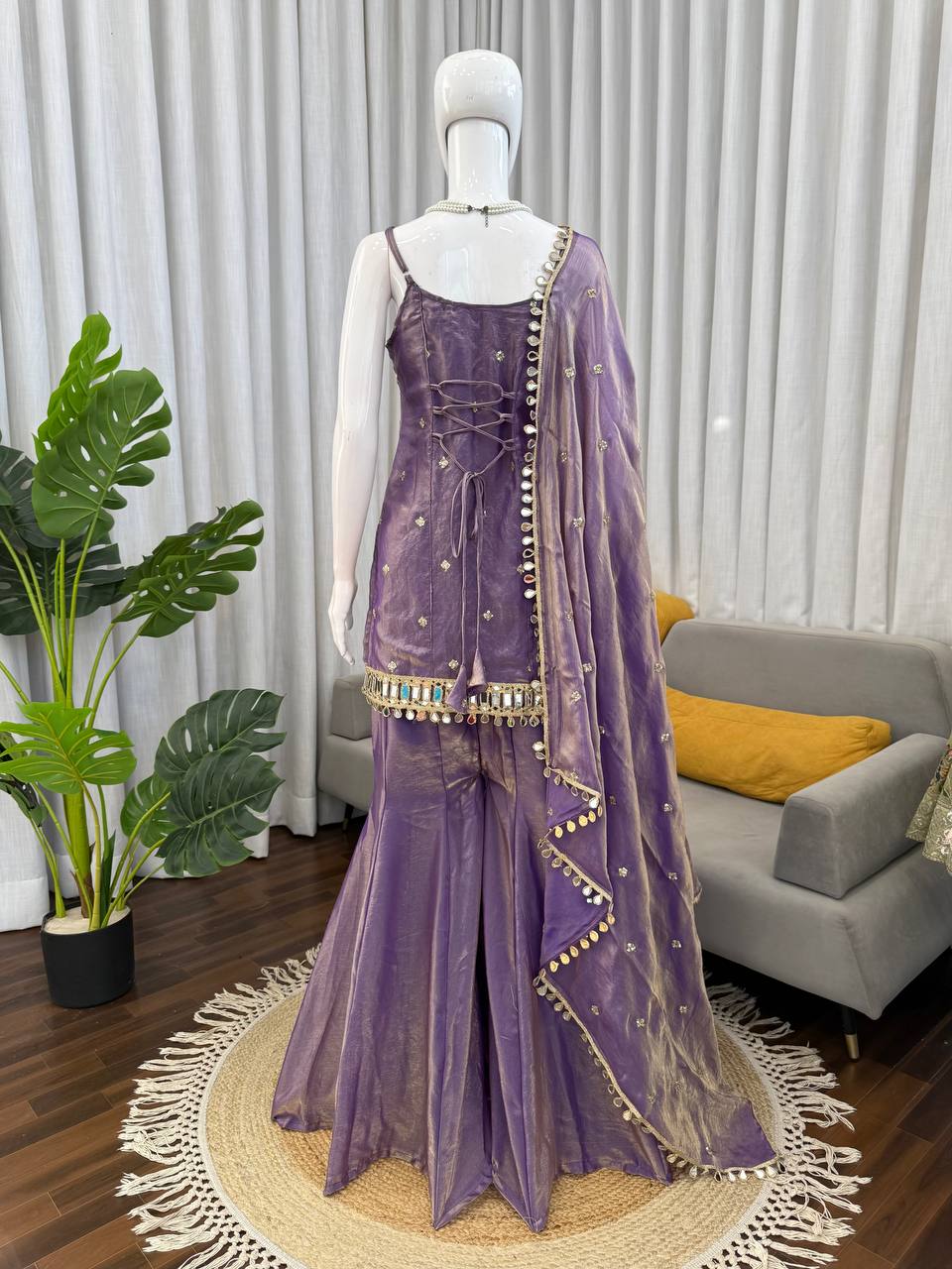 Neha's Wear Sky Blue Color Sequence Embroidered Sharara Suit
