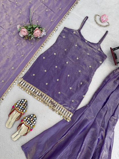 Neha's Wear Sky Blue Color Sequence Embroidered Sharara Suit