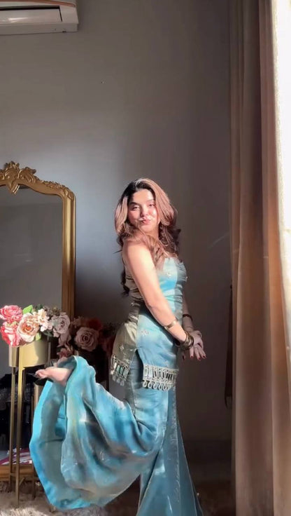 Neha's Wear Sky Blue Color Sequence Embroidered Sharara Suit