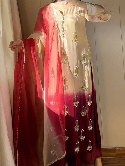 Exclusive Pink Color Sequence Embroidered Palazzo Suit With Dupatta