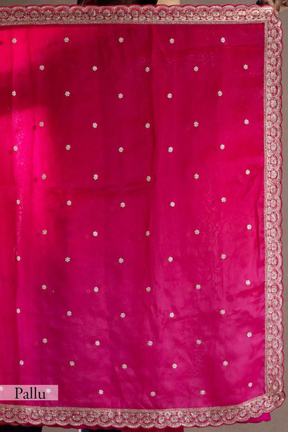 Wedding Wear Pink Color Sequin With Embroidered Beautiful Saree