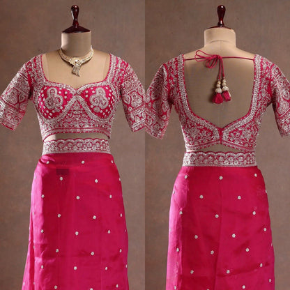 Wedding Wear Pink Color Sequin With Embroidered Beautiful Saree