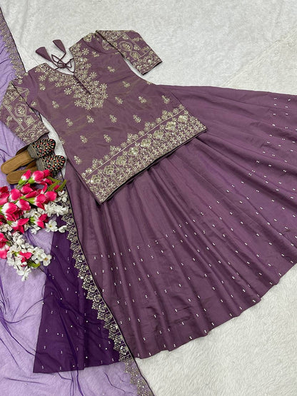 Wedding Wear Onion Color Beautiful Top With Lehenga