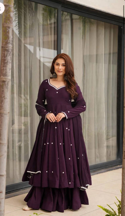 Wedding Wear Purple Color Embroidered Designer Anarkali Suit