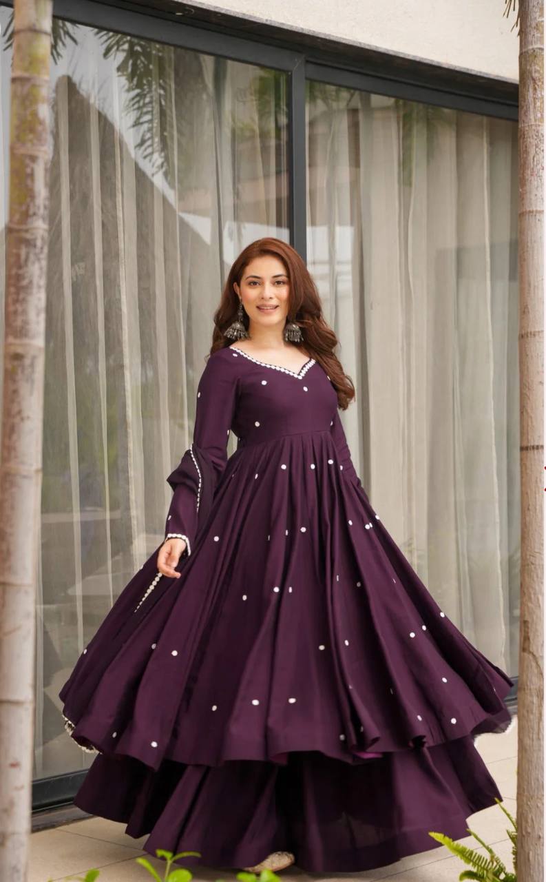 Wedding Wear Purple Color Embroidered Designer Anarkali Suit