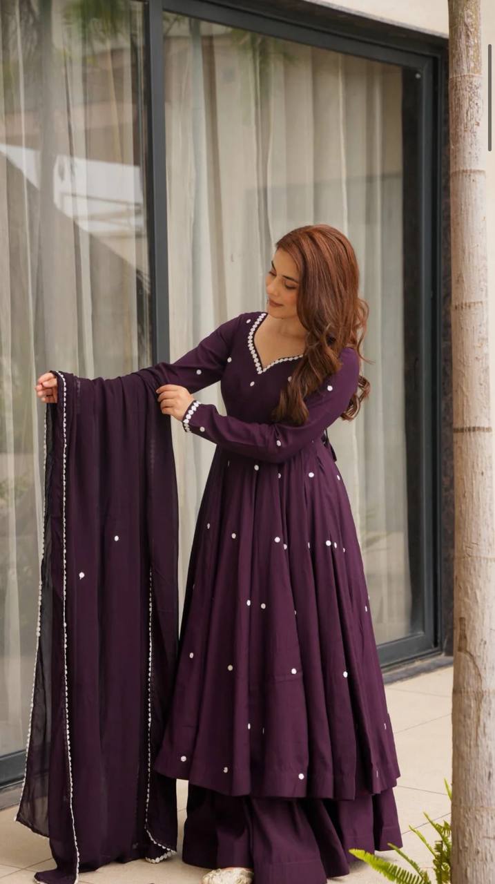 Wedding Wear Purple Color Embroidered Designer Anarkali Suit