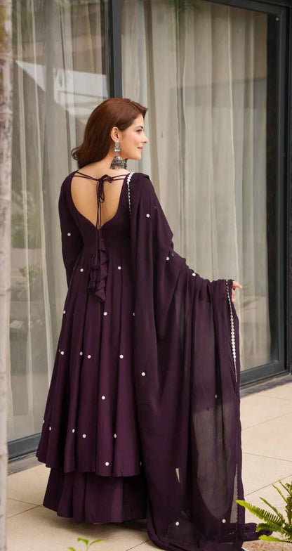 Wedding Wear Purple Color Embroidered Designer Anarkali Suit