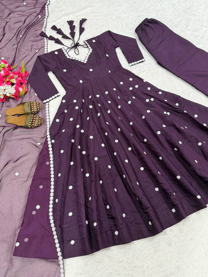 Wedding Wear Purple Color Embroidered Designer Anarkali Suit