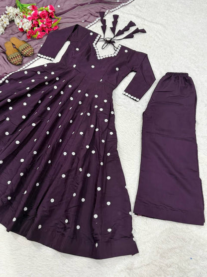 Wedding Wear Purple Color Embroidered Designer Anarkali Suit