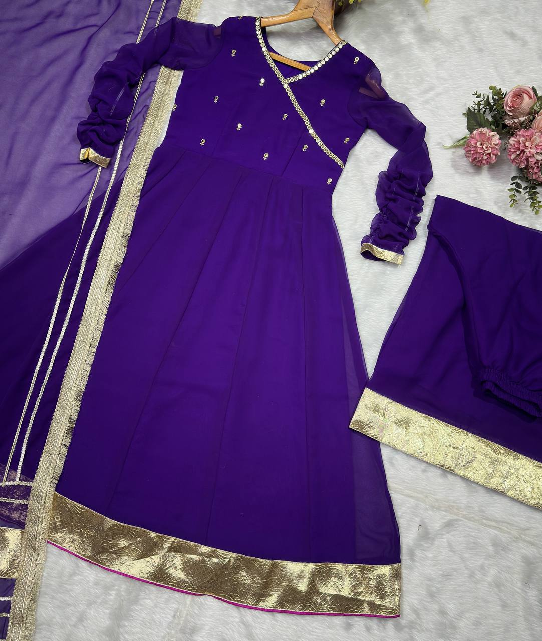 Dazzling Purple Color Sequence Embroidered Gown With Dupatta