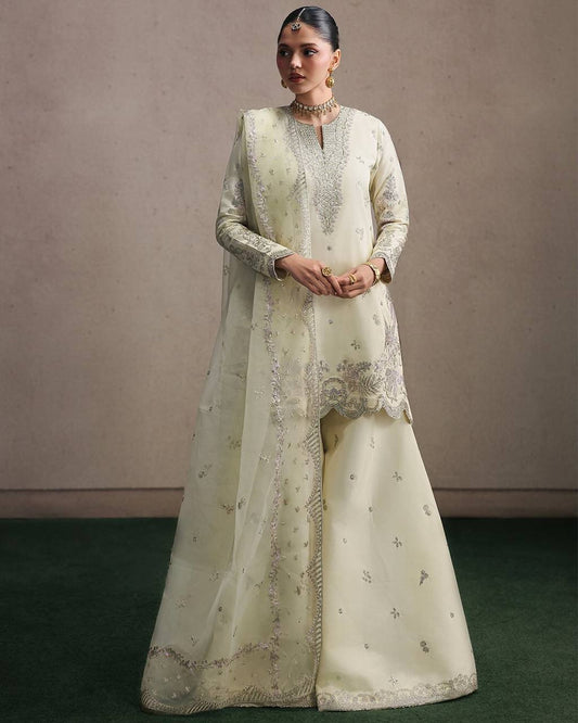Party Wear Off White Color Sequence Embroidered Sharara Suit With Dupatta