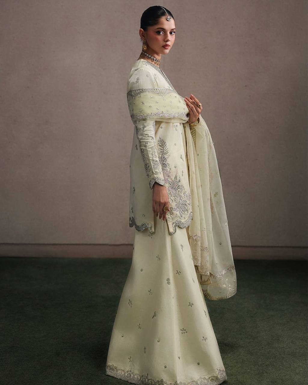 Party Wear Off White Color Sequence Embroidered Sharara Suit With Dupatta