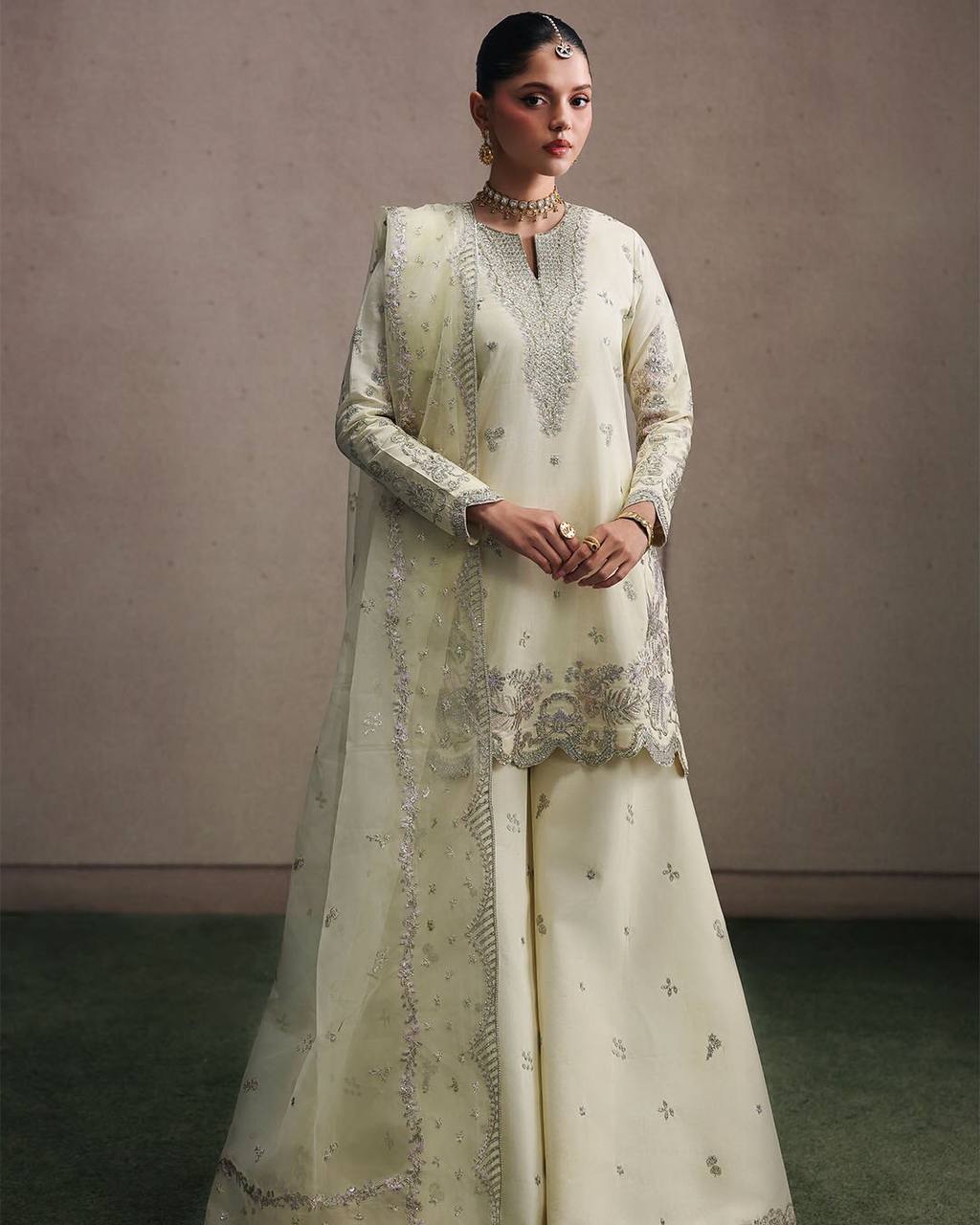 Party Wear Off White Color Sequence Embroidered Sharara Suit With Dupatta