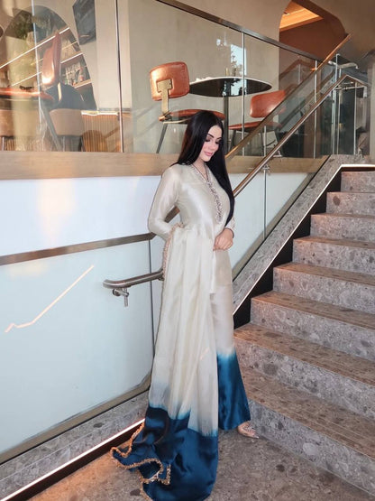 Shining Blue Color Real Mirror Handwork Palazzo Suit With Dupatta