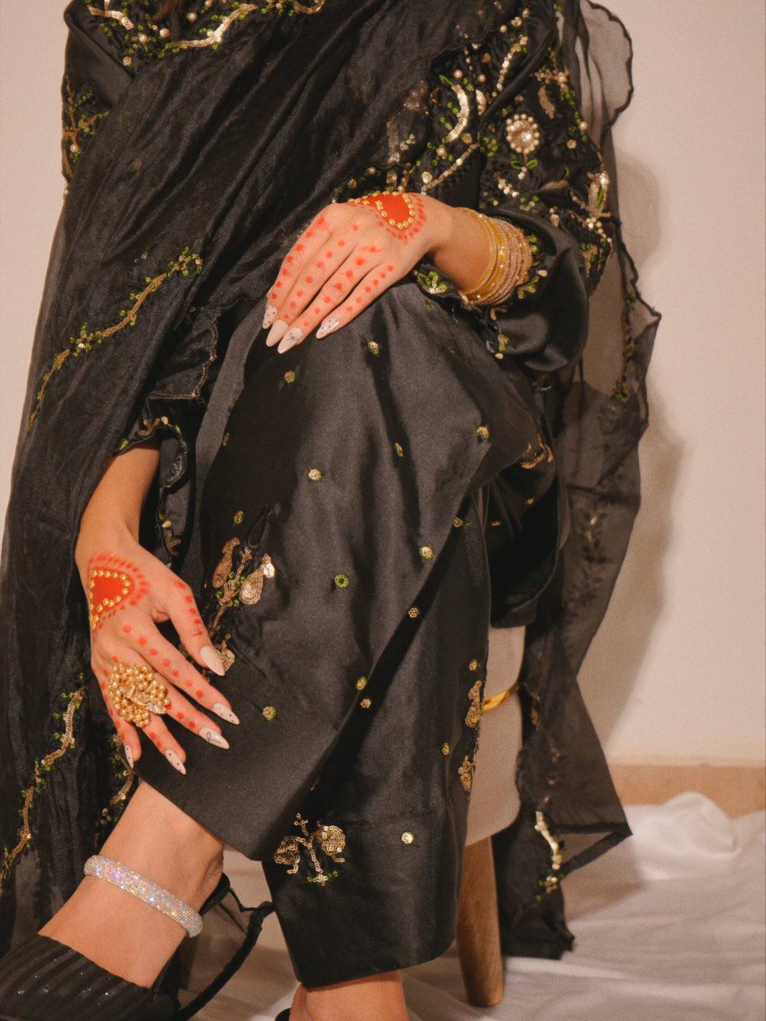 Trendy Black Color Sequence Embroidered Farshi Suit With Dupatta