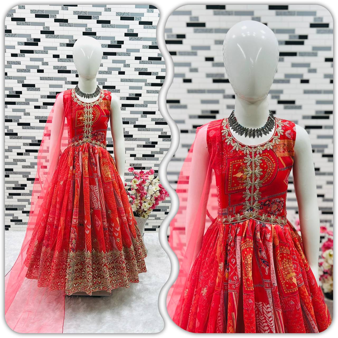 Designer Orange Color Heavy Fox Georgette Embroidered Siqunce Work Gown